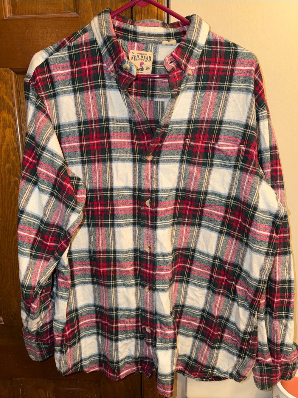 RedHead Red, Green & White Plaid Flannel Shirt